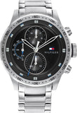 Tommy Hilfiger Trent Quartz Black Dial Silver Steel Strap Watch For Men - 1791805 Authentic Buy Shop Now