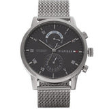 Tommy Hilfiger Kane Black Dial Silver Mesh Bracelet Watch for Men - 1710402 Authentic Buy Shop Now
