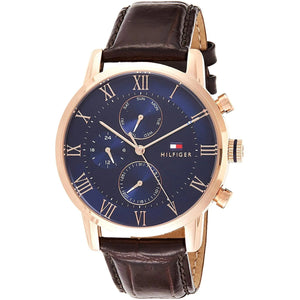 Tommy Hilfiger London Chronograph Blue Dial Brown Leather Strap Watch for Men - 1791532 Authentic Buy Shop Now