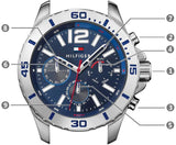 Tommy Hilfiger Nolan Chronograph Blue Dial Blue Rubber Strap Watch for Men - 1791142 Authentic Buy Shop Now