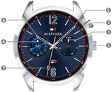 Tommy Hilfiger Deacan Blue Dial Silver Steel Strap Watch for Men - 1791551 Authentic Buy Shop Now