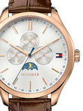 Tommy Hilfiger Oliver Chronograph White Dial Brown Leather Strap Watch for Men - 1791306 Authentic Buy Shop Now