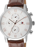 Tommy Hilfiger Kane Chronograph White Dial Brown Leather Strap Watch for Men - 1791400 Authentic Buy Shop Now