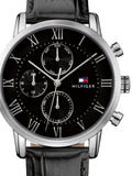 Tommy Hilfiger Kane Quartz Black Dial Black Leather Strap Watch for Men - 1791401 Authentic Buy Shop Now