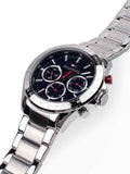 Tommy Hilfiger Hudson Chronograph Quartz Blue Dial Silver Steel Strap Watch For Men - 1791228 Authentic Buy Shop Now