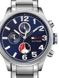 Tommy Hilfiger Jackson Chronograph Blue Dial Silver Steel Strap Watch for Men - 1791242 Authentic Buy Shop Now