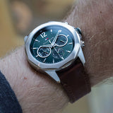 Tommy Hilfiger Lars Chronograph Green Dial Brown Leather Strap Watch For Men - 1792064 Authentic Buy Shop Now