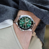 Tommy Hilfiger Larson Chronograph Green Dial Brown Leather Strap Watch For Men - 1791983 Authentic Buy Shop Now