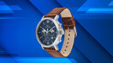 Tommy Hilfiger Evan Chronograph Blue Dial Brown Leather Strap Watch for Men - 1710393 Authentic Buy Shop Now