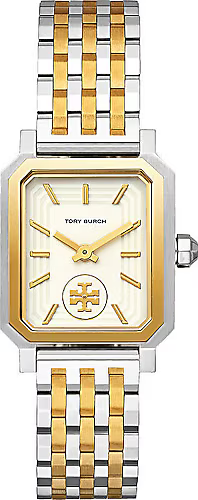 Tory Burch Robinson White Dial Two Tone Steel Strap Watch for Women - TBW1501 Authentic Buy Shop Now