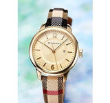 Burberry Classic Champagne Gold Dial Horseferry Leather Strap Watch for Women - BU10104 Authentic Buy Shop Now