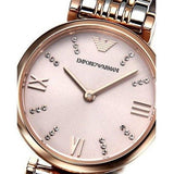 Emporio Armani Gianni T Bar Pink Dial Two Tone Steel Strap Watch For Women - AR11223 Authentic Buy Shop Now
