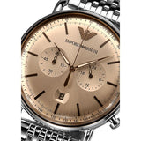 Emporio Armani Aviator Chronograph Beige Dial Silver Steel Strap Watch For Men - AR11239 Authentic Buy Shop Now