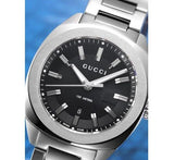 Gucci GG2570 Quartz Black Dial Silver Steel Strap Watch For Men - YA142401 Authentic Buy Shop Now