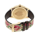 Gucci G Timeless Floral Gold Dial White Leather Strap Watch For Women - YA1264084 Authentic Buy Shop Now
