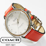 Coach Delancey White Dial Orange Leather Strap Watch for Women - 14502880 Authentic Buy Shop Now