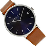 Coach Charles Blue Dial Brown Leather Strap Watch for Men - 14602151 Authentic Buy Shop Now