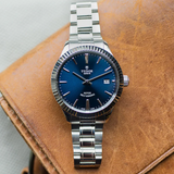 Tudor Style Automatic Blue Dial Silver Steel Strap Watch for Men - M12710-0013 Authentic Buy Shop Now