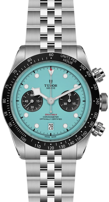 Tudor Black Bay Chrono Blue Dial Silver Steel Strap Watch for Men - M79360N-0024