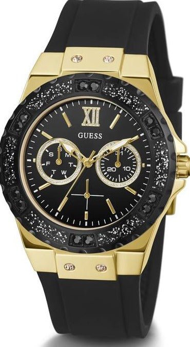 Guess Black Dial Black Rubber Strap Watch For Women - W1053L7 Authentic Buy Shop Now