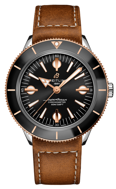 Breitling Superocean Heritage '57 Black Dial Brown Leather Strap Watch for Men - U10370121B1X1 Authentic Buy Shop Now