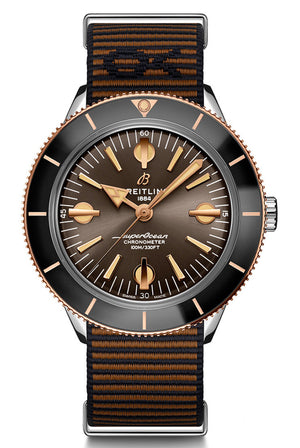 Breitling Superocean Heritage '57 Outerknown Limited Edition Brown Dial Brown NATO Strap Watch for Men - U103701A1Q1W1 Authentic Buy Shop Now