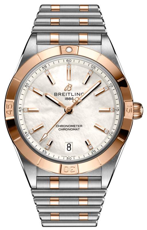 Breitling Chronomat 36 Mother of Pearl Dial Two Tone Steel Strap Watch for Women - U10380101A2U1 Authentic Buy Shop Now