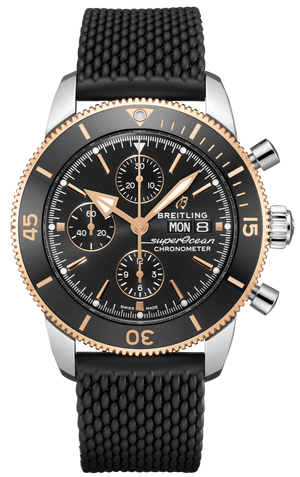 Breitling Superocean Heritage Chronograph 44 Black Dial Black Mesh Bracelet Watch for Men - U13313121B1S1 Authentic Buy Shop Now