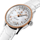 Breitling Navitimer Automatic 35 Mother of Pearl Dial White Leather Strap Watch for Women - U17395211A1P3 Authentic Buy Shop Now