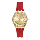Guess Cosmo Diamonds Gold Dial Red Rubber Strap Watch for Women - GW0034L6 Authentic Buy Shop Now