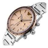 Emporio Armani Mario Chronograph Beige Dial Silver Steel Strap Watch For Men - AR11352 Authentic Buy Shop Now