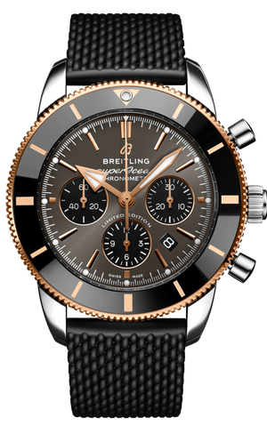 Breitling Superocean Heritage B01 Chronograph 44 Black Dial Black Mesh Bracelet Watch for Men - UB01621A1M1S1 Authentic Buy Shop Now