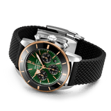 Breitling Superocean Heritage B01 Chronograph 44 Limited Edition Green Dial Black Mesh Bracelet Watch for Women - UB01622A1L1S1 Authentic Buy Shop Now