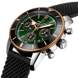 Breitling Superocean Heritage B01 Chronograph 44 Limited Edition Green Dial Black Mesh Bracelet Watch for Women - UB01622A1L1S1 Authentic Buy Shop Now