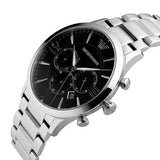 Emporio Armani Giovanni Chronograph Black Dial Silver Steel Strap Watch For Men - AR11208 Authentic Buy Shop Now
