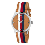 Gucci G Timeless Quartz Brown Dial Brown Leather Strap Watch For Men - YA1264078 Authentic Buy Shop Now
