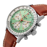Breitling Navitimer B01 Chronograph 41 Green Dial Brown Leather Strap Watch for Men - AB0139211L1P1 Authentic Buy Shop Now