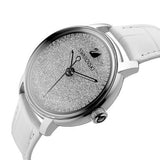 Swarovski Crystalline Hours Silver Dial White Leather Strap Watch for Women - 5295383 Authentic Buy Shop Now