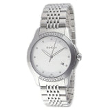 Gucci G Timeless Diamonds Silver Dial Silver Steel Strap Watch For Men - YA126407 Authentic Buy Shop Now