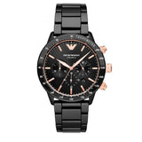 Emporio Armani Mario Ceramic Chronograph Black Dial Black Steel Strap Watch For Men - AR70002 Authentic Buy Shop Now