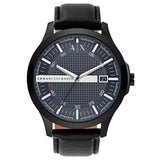 Armani Exchange Hampton Quartz Blue Dial Black Leather Strap Watch for Men - AX2411 Authentic Buy Shop Now