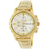 Fossil Dean Chronograph Champagne Dial Gold Steel Strap Watch for Men - FS4867 Authentic Buy Shop Now