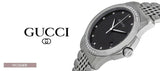 Gucci G Timeless Diamonds Black Dial Silver Steel Strap Watch For Women - YA126408 Authentic Buy Shop Now