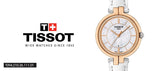 Tissot T Lady Flamingo Mother of Pearl White Dial White Leather Strap Watch For Women - T094.210.26.111.01 Authentic Buy Shop Now