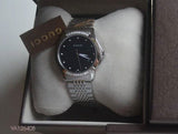 Gucci G Timeless Diamonds Black Dial Silver Steel Strap Watch For Women - YA126408 Authentic Buy Shop Now