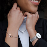Daniel Wellington Petite Sterling White Dial Silver Mesh Bracelet Watch For Women - DW00100220 Authentic Buy Shop Now