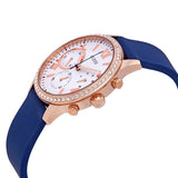Guess Solar White Rose Gold Dial Blue Rubber Strap Watch For Women - W1135L3 Authentic Buy Shop Now