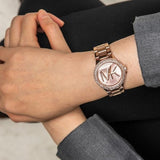 Michael Kors Camille Three Hand Rose Gold Dial Rose Gold Steel Strap Watch For Women - MK7197 Authentic Buy Shop Now