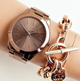 Michael Kors Runway Quartz Brown Dial Brown Steel Strap Watch For Women - MK3418 Authentic Buy Shop Now