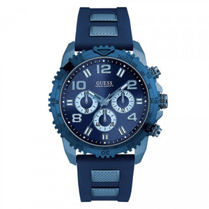 Guess Velocity Chronograph Blue Dial Blue Rubber Steel Strap Watch for Men - W0599G4 Authentic Buy Shop Now